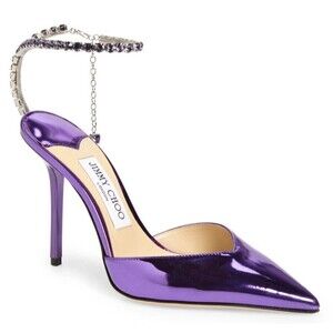 Jimmy Choo Saeda 100 Women's Leather Pumps Heels Sandals Size 36.5 / US 6.5